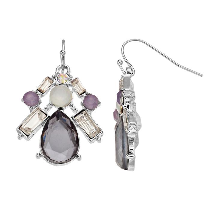 Purple & Gray Statement Earrings, Women's, Grey