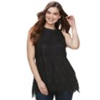 Juniors' Plus Size Heartsoul Embroidered Mesh Tank, Teens, Size: 3xl, Black
