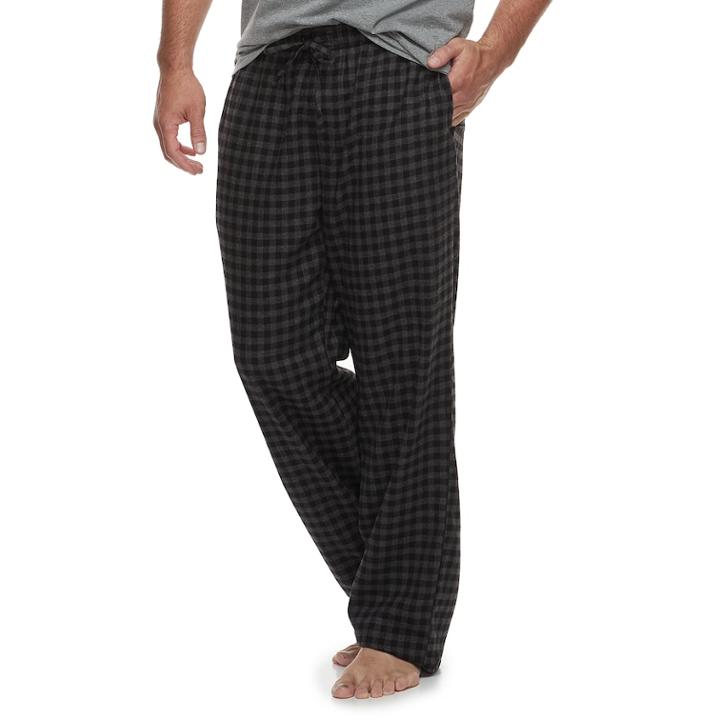 Big & Tall Croft & Barrow&reg; Plaid Flannel Lounge Pants, Men's, Size: Xxl Tall, Black