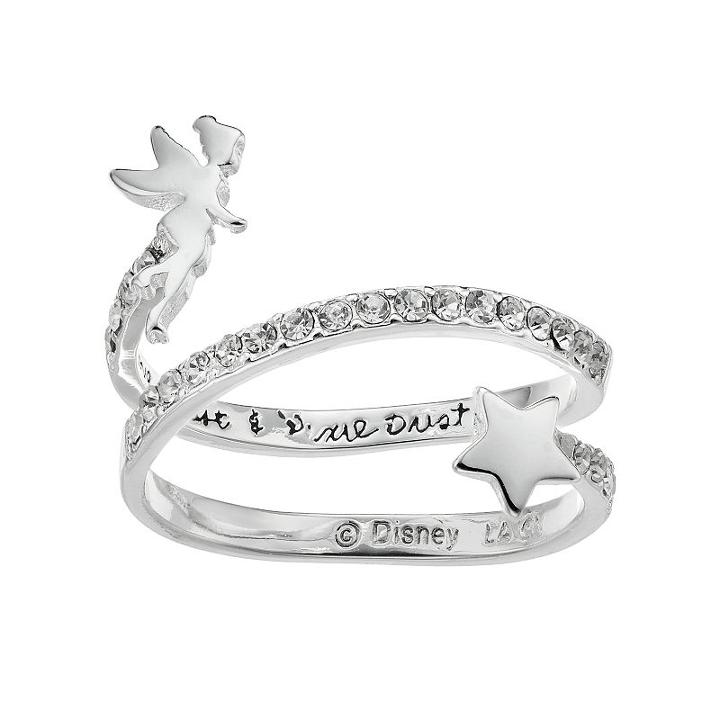 Disney's Tinkerbell Crystal Bypass Ring, Women's, Size: 8, White