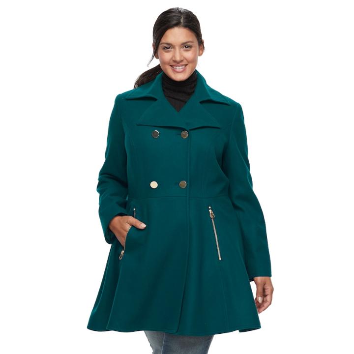 Plus Size Apt. 9&reg; Wool Blend Double-breasted Coat, Women's, Size: 2xl, Med Green
