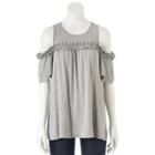 Women's Lc Lauren Conrad Ruffle Cold-shoulder Top, Size: Small, Grey Other