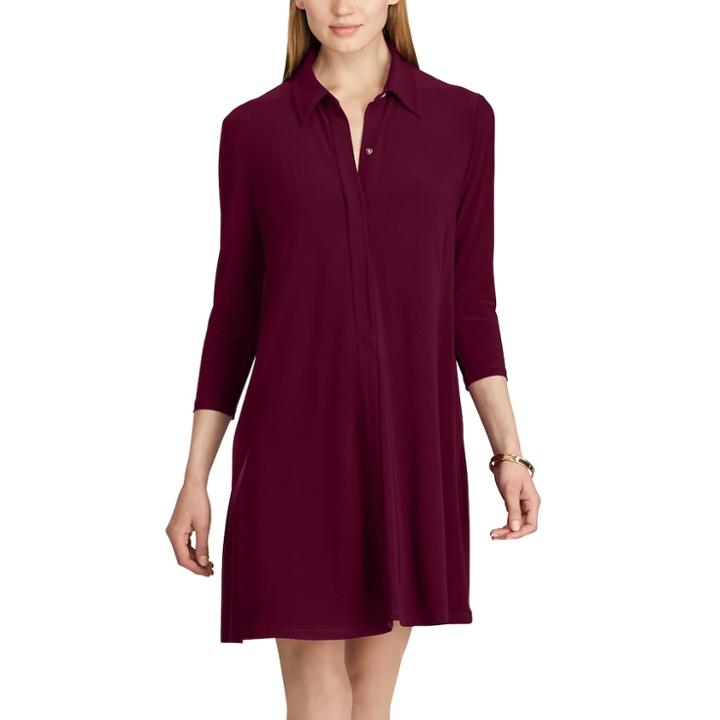 Women's Chaps Jersey A-line Shirtdress, Size: Large, Red