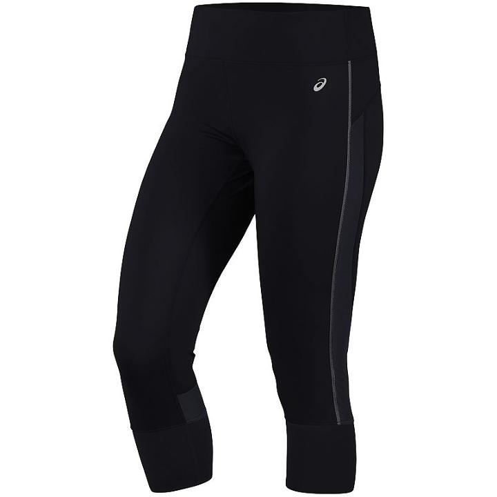 Women's Asics Lite Show Running Capris, Size: Medium, Black