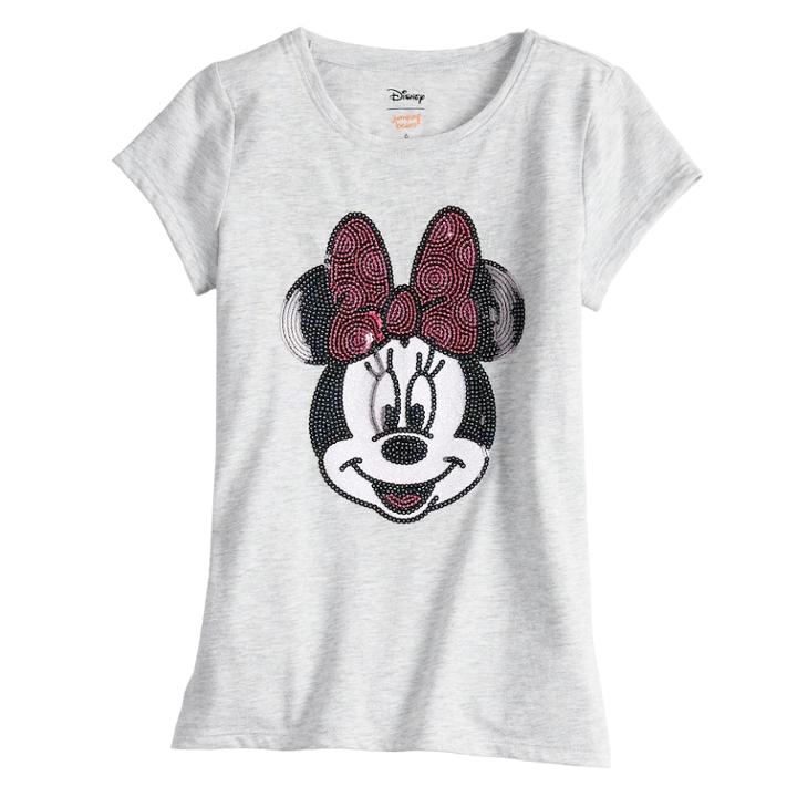 Disney's Minnie Mouse Girls 4-10 Short-sleeve Sequined Graphic Tee By Jumping Beans&reg;, Size: 8, Light Grey