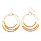 Orange Seed Bead Nickel Free Triple Hoop Earrings, Girl's, Med Orange