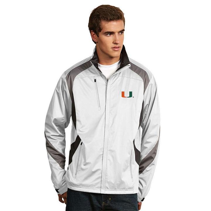 Men's Antigua Miami Hurricanes Tempest Desert Dry Xtra-lite Performance Jacket, Size: Xxl, White