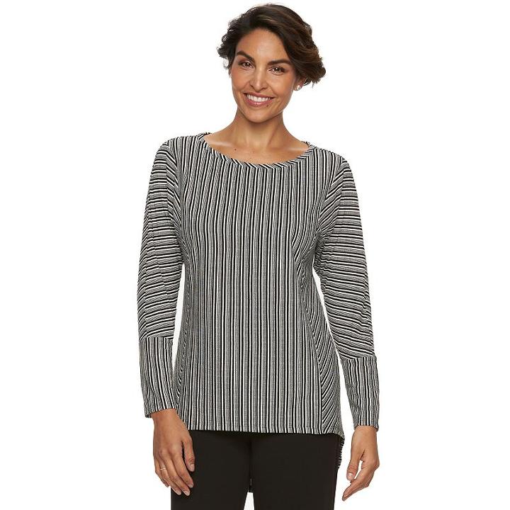 Women's Dana Buchman Striped Jacquard Scoopneck Top, Size: Small, Black