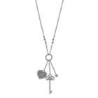 Heart & Key Charm Necklace, Women's, Silver