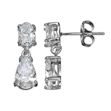 Sunstone 925 Sterling Silver Drop Earrings - Made With Swarovski Zirconia, Women's, White