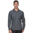 Men's Apt. 9&reg; Slim-fit Herringbone Stretch Button-down Shirt, Size: Xxl Slim, Grey