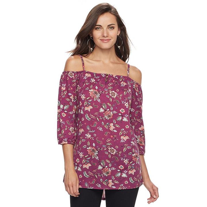 Women's French Laundry Off-the-shoulder Peasant Top, Size: Large, Med Purple