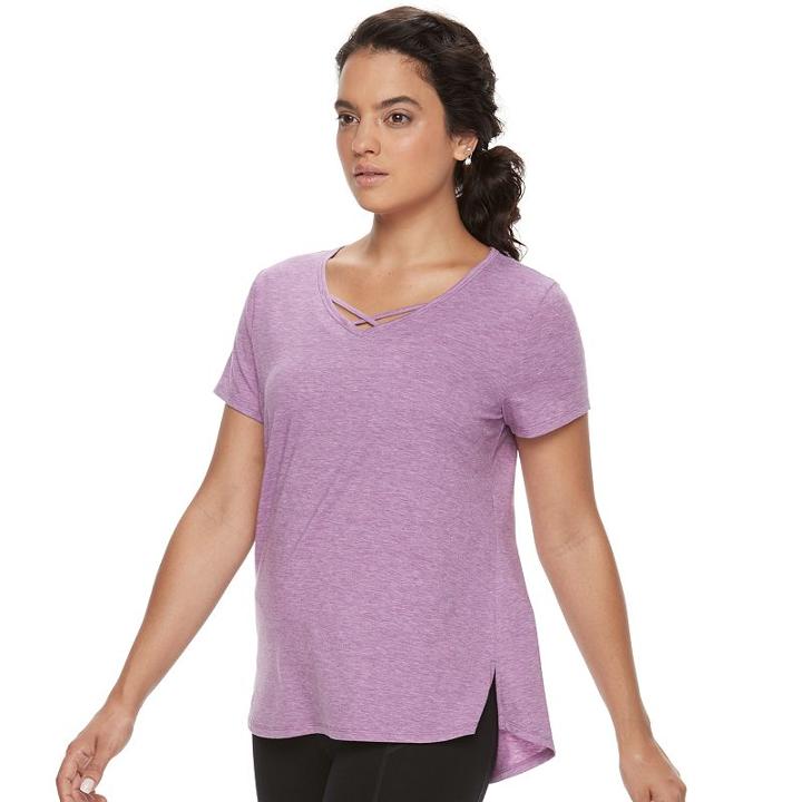 Women's Tek Gear&reg; Criss-cross Performance Tee, Size: Small, Med Purple