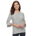 Women's Elle&trade; Ruffle Bell-sleeve Sweater, Size: Xl, Light Grey