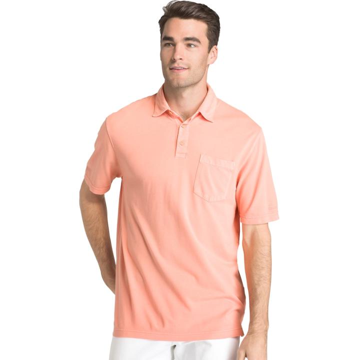 Men's Izod Regular-fit Pigment-dyed Stretch Polo, Size: Medium, Drk Orange