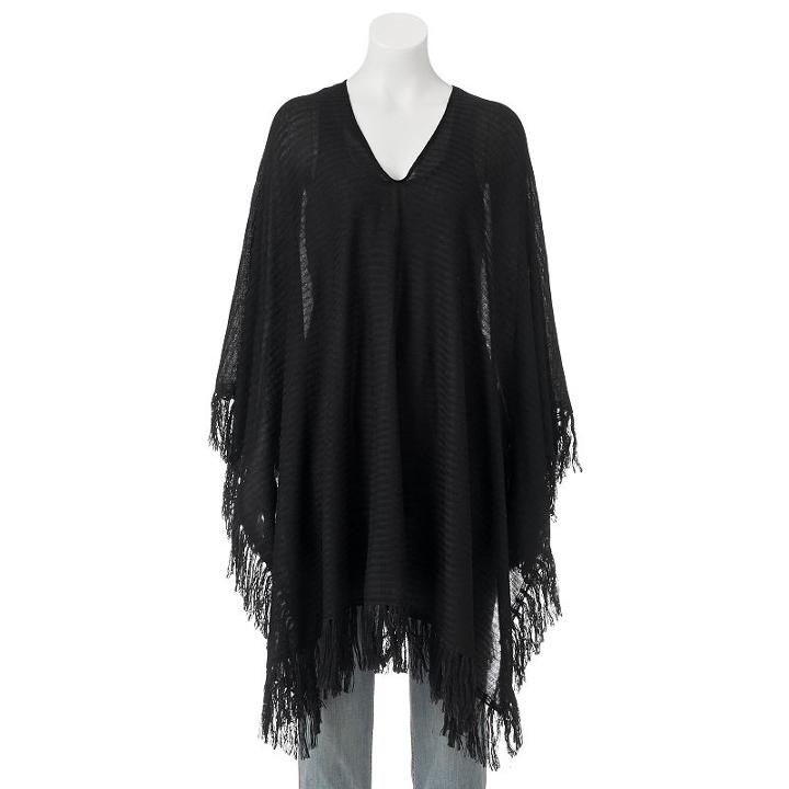 Sonoma Goods For Life&trade; Striped Jersey Poncho, Women's, Black