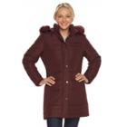 Women's D.e.t.a.i.l.s Hooded Solid Quilted Walker Jacket, Size: Xl, Red