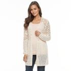 Women's Olivia Sky Crochet Cardigan, Size: Large, Dark Beige