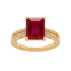 14k Gold Over Silver Lab-created Ruby & 1/10 Carat T.w. Diamond Ring, Women's, Size: 7, Red