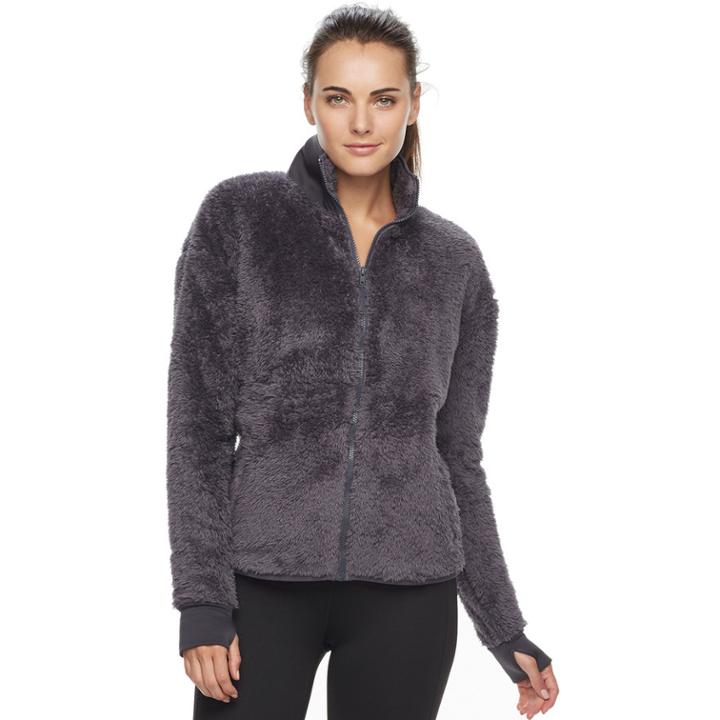 Women's Fila Sport&reg; Fuzzy Fleece Zip-up Jacket, Size: Large, Grey