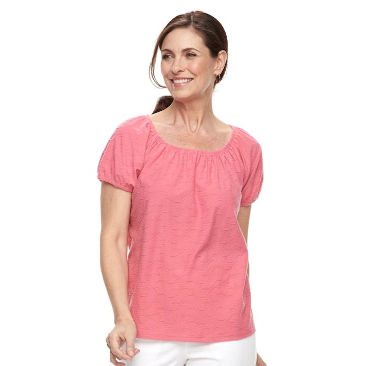Women's Croft & Barrow&reg; Smocked Top, Size: Xxl, Med Pink