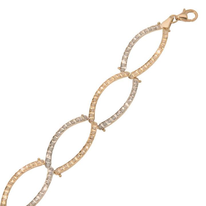 Diamond Fascination 14k Gold Two Tone Diamond Accent Oval Link Bracelet, Women's, Size: 7, White