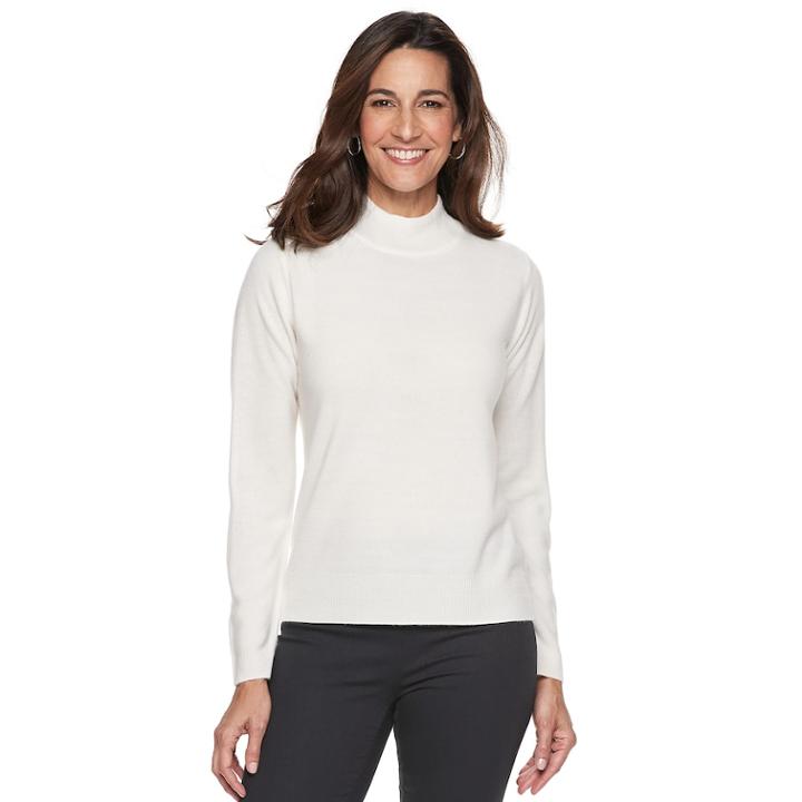 Petite Napa Valley Mockneck Sweater, Women's, Size: M Petite, Natural