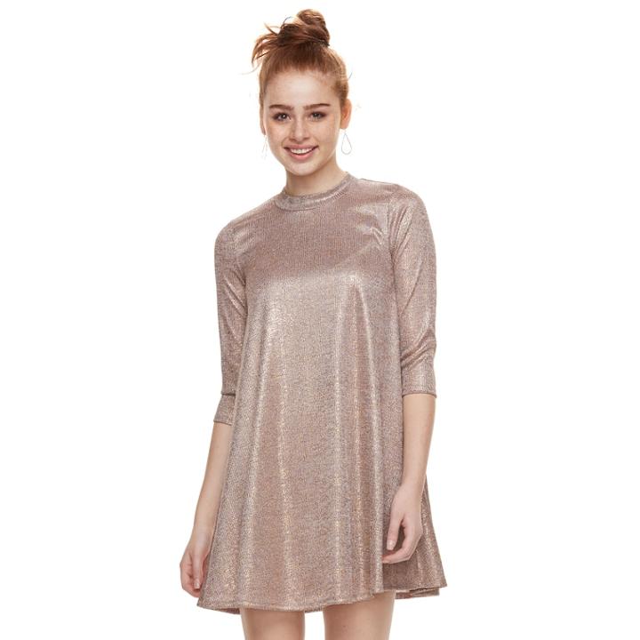 Juniors' Trixxi Foiled Swing Dress, Teens, Size: Small, Light Pink