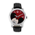 Disney's Mickey Mouse Peekaboo Unisex Leather Watch, Black