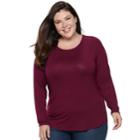Plus Size Apt. 9&reg; Essential Long Sleeve Top, Women's, Size: 2xl, Dark Red