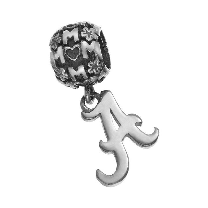 Dayna U Sterling Silver Alabama Crimson Tide Team Logo Mom Charm, Women's, Grey