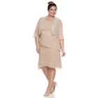 Plus Size Le Bos Tiered Georgette Evening Gown & Jacket Set, Women's, Size: 24 W, Beige