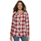 Women's Croft & Barrow&reg; Plaid Flannel Shirt, Size: Xxl, Med Red