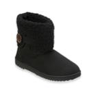 Women's Dearfoams Notched Sherpa Cuff Boot, Size: Large, Black