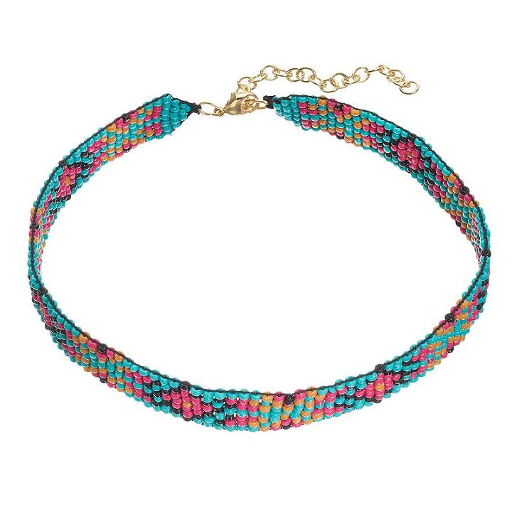 Mudd&reg; Bird's-eye Seed Bead Choker Necklace, Women's, Multicolor