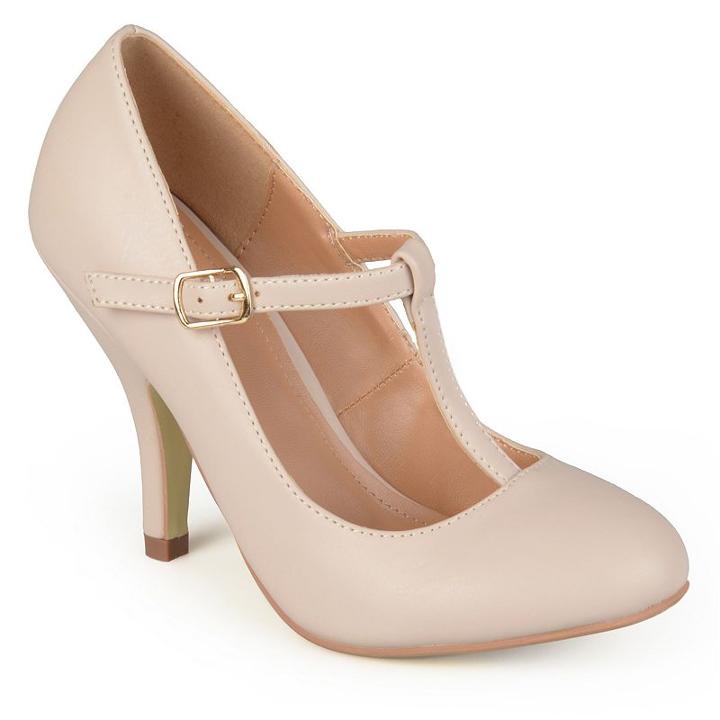 Journee Collection Liza Women's Matte T-strap High Heels, Girl's, Size: 9, Beig/green (beig/khaki)