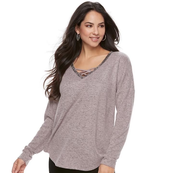 Women's Jennifer Lopez Strappy Tee, Size: Large, Drk Purple