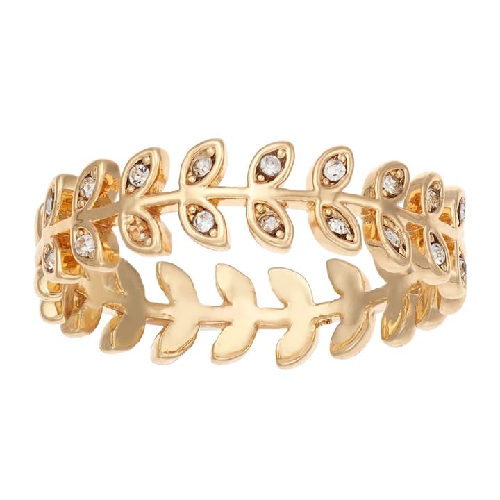 Lc Lauren Conrad Simulated Crystal Leaf Ring, Women's, Size: 7, Gold