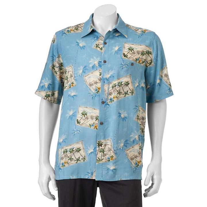 Men's Batik Bay Classic-fit Tropical Button-down Shirt, Size: Xl, Dark Green