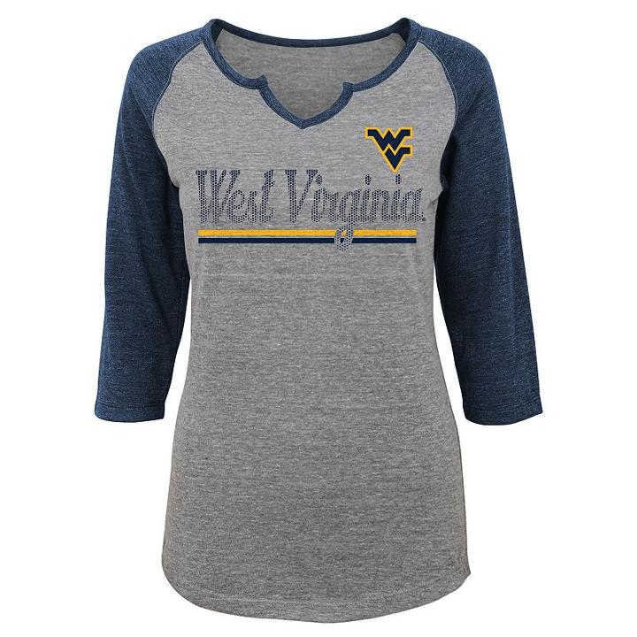 Juniors' West Virginia Mountaineers Over The Line Tee, Women's, Size: Medium, Dark Grey