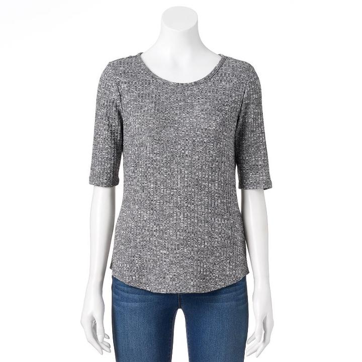 Women's Apt. 9&reg; Essential Marled Tee, Size: Xxl, Black