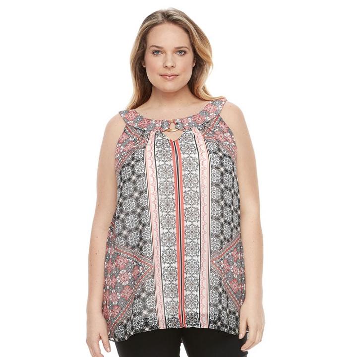 Plus Size Ab Studio Scroll Chiffon Popover Top, Women's, Size: 0x, Ovrfl Oth