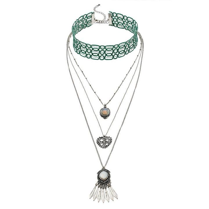 Heart & Dream Catcher Charm Layered Necklace, Women's, Multicolor
