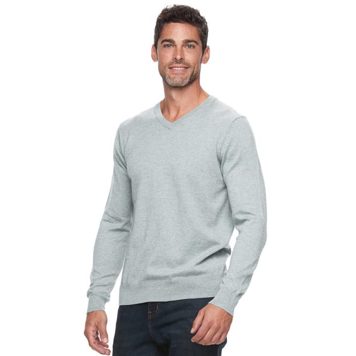 Men's Sonoma Goods For Life&trade; Coolmax Classic-fit V-neck Sweater, Size: Large, Med Grey