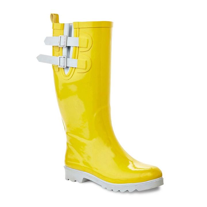 Henry Ferrera Black Stone Women's Water-resistant Rain Boots, Size: 7, Yellow