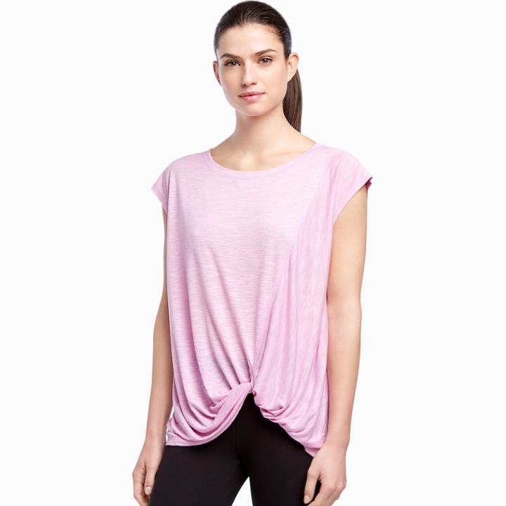 Women's Jockey Sport Nova Knotted Tee, Size: Large, Med Pink