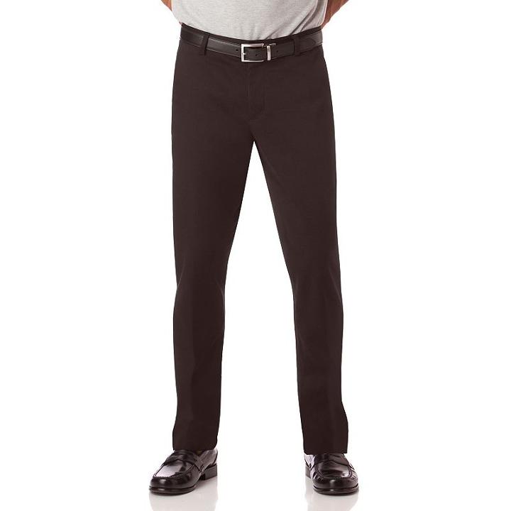 Men's Chaps Flat-front Pants, Size: 42x30, Black
