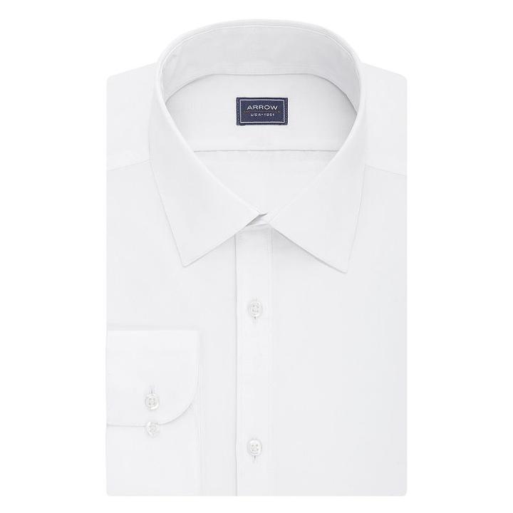 Men's Arrow Slim-fit Poplin Wrinkle-free Dress Shirt, Size: Xl-34/35, White