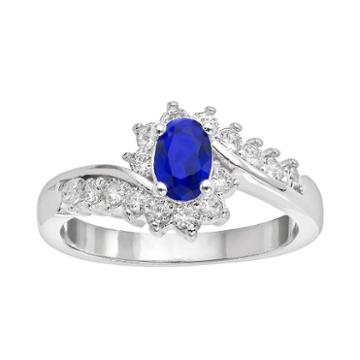 City Rox Silver-plated Cubic Zirconia Bypass Ring, Women's, Size: 7, Blue