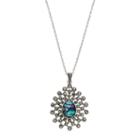 Tori Hill Sterling Silver Abalone & Marcasite Starburst Teardrop Pendant Necklace, Women's, Size: 18, Grey